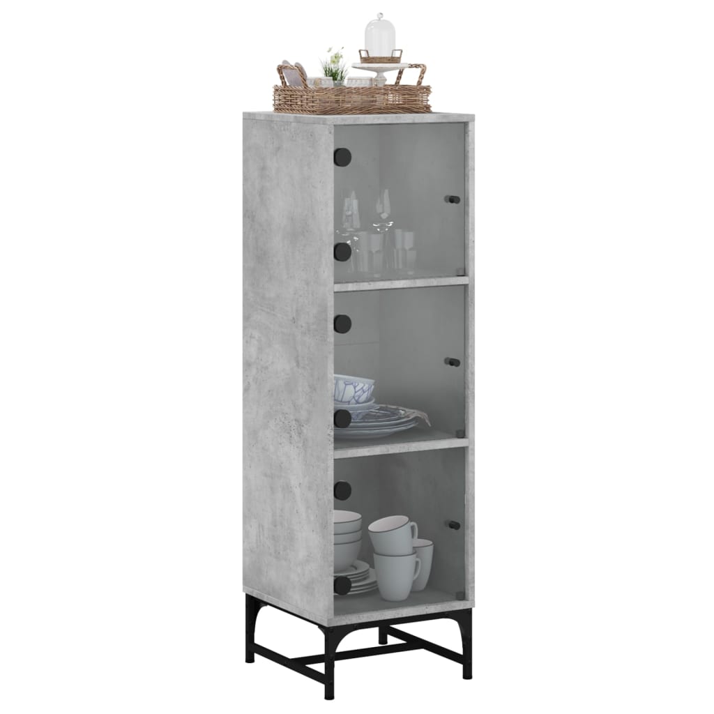 skab med glaslåger 35x37x120 cm betongrå