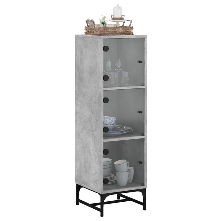 skab med glaslåger 35x37x120 cm betongrå