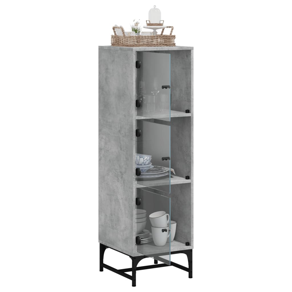 skab med glaslåger 35x37x120 cm betongrå