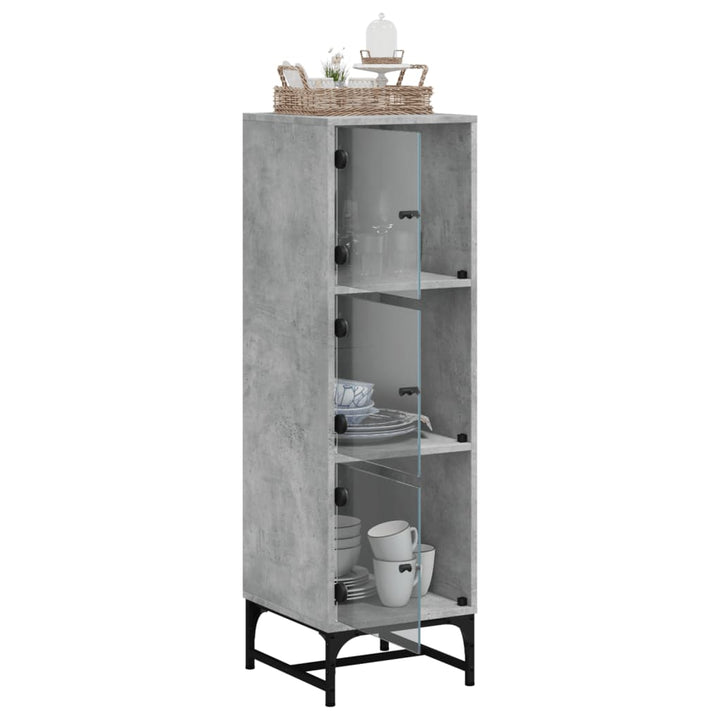 skab med glaslåger 35x37x120 cm betongrå