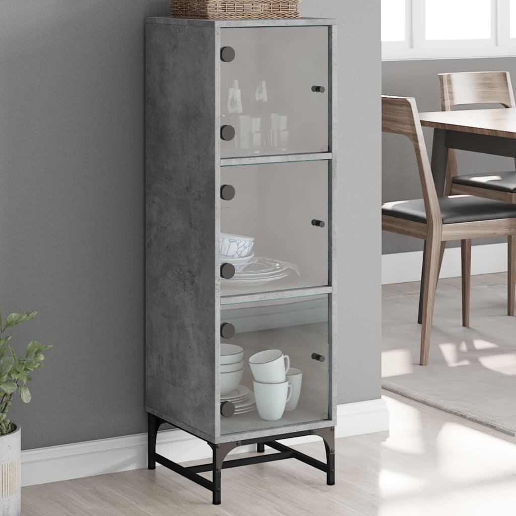 skab med glaslåger 35x37x120 cm betongrå
