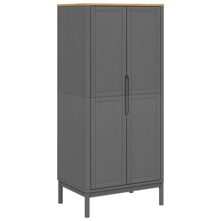 klædeskab FLORO 77x53x171 cm massivt fyrretræ grå
