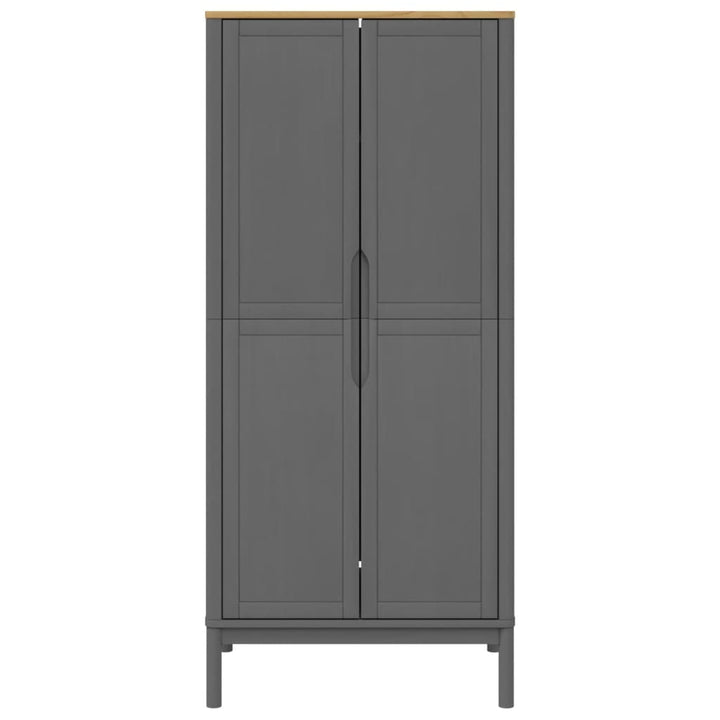 klædeskab FLORO 77x53x171 cm massivt fyrretræ grå