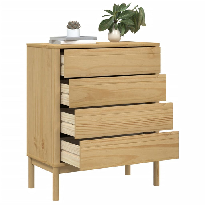 kommode FLORO massivt fyrretræ gyldenbrun