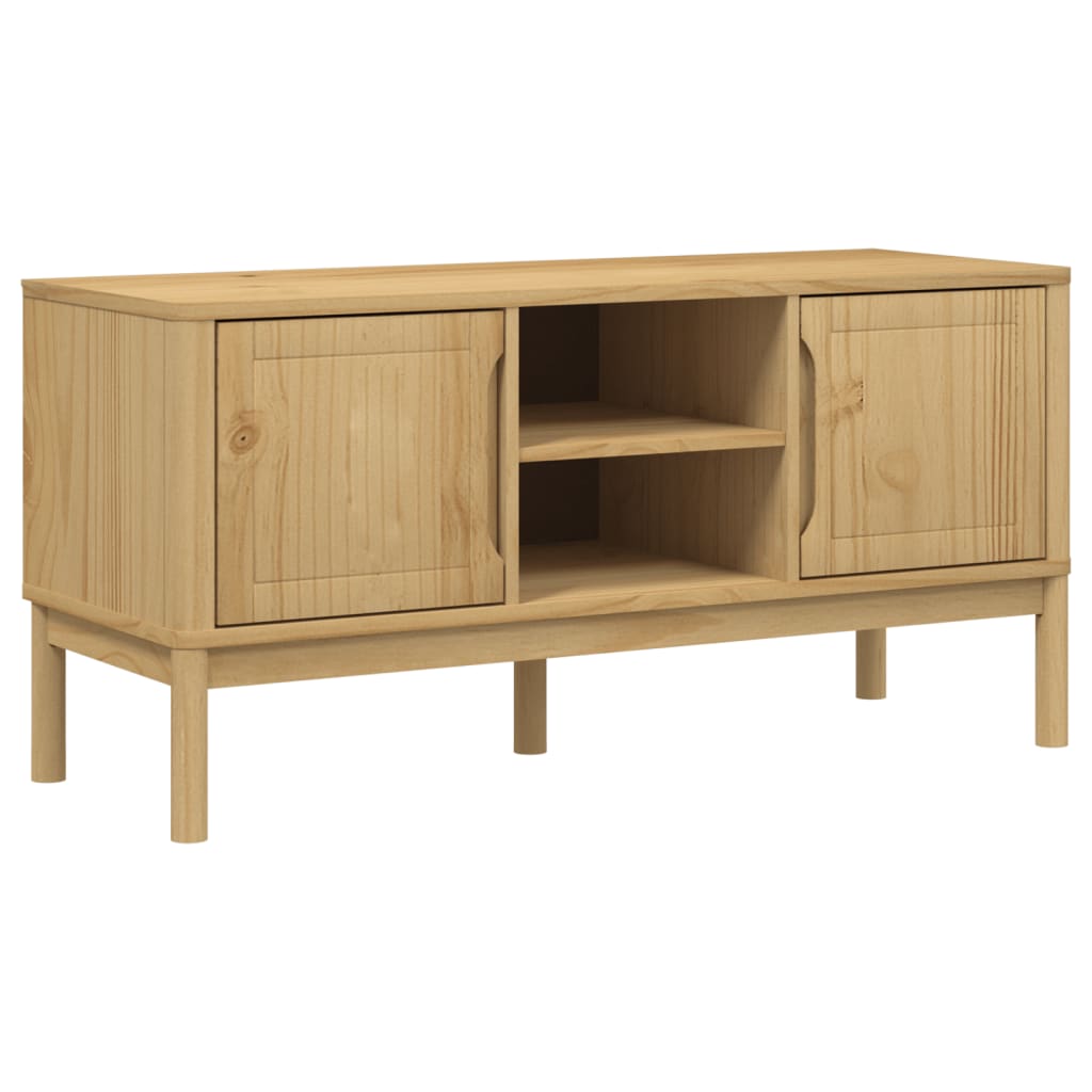 tv-bord FLORO 114x43x55 cm massivt fyrretræ gyldenbrun