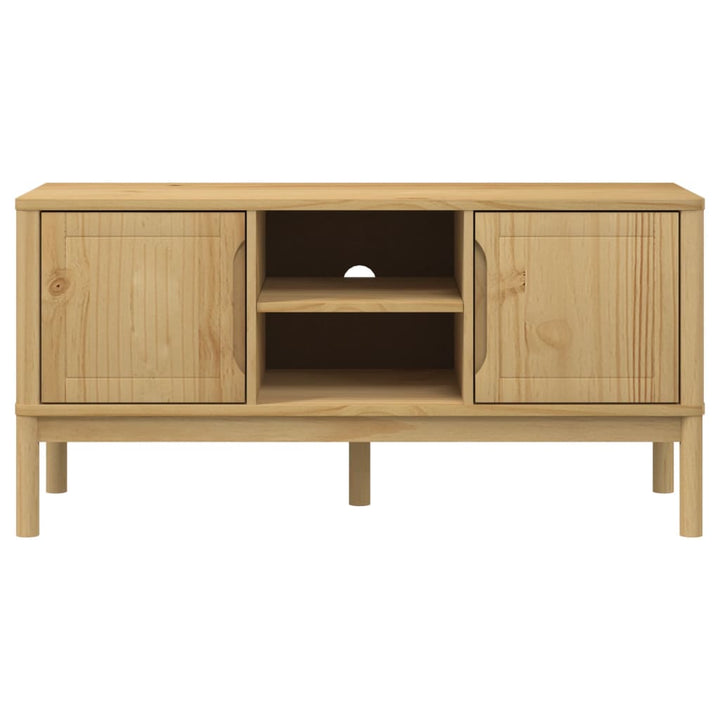 tv-bord FLORO 114x43x55 cm massivt fyrretræ gyldenbrun