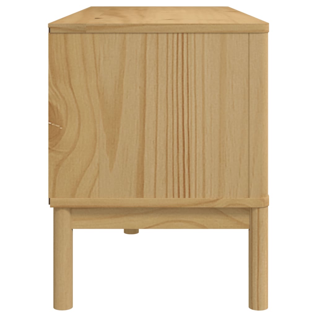 tv-bord FLORO 114x43x55 cm massivt fyrretræ gyldenbrun