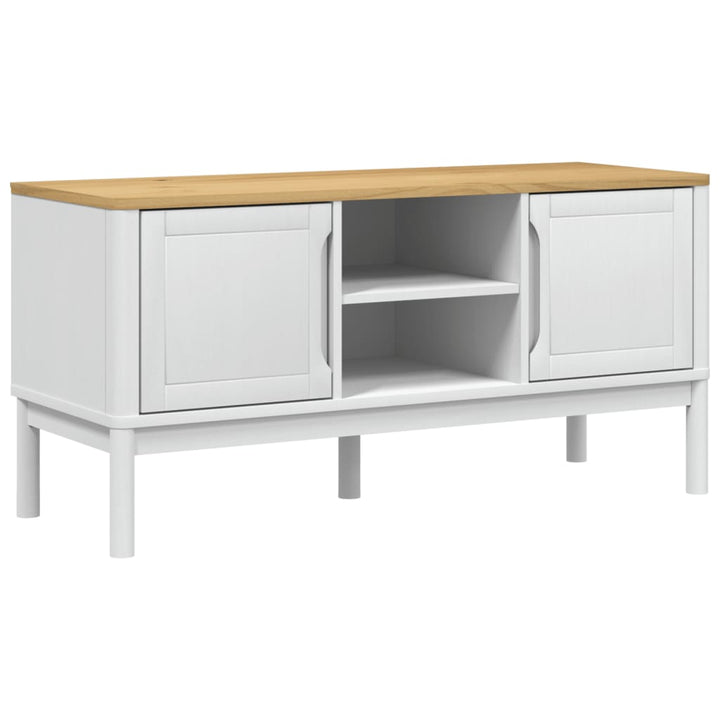 tv-bord FLORO 114x43x55 cm massivt fyrretræ hvid