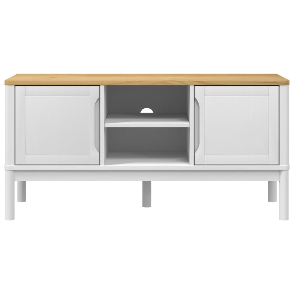 tv-bord FLORO 114x43x55 cm massivt fyrretræ hvid