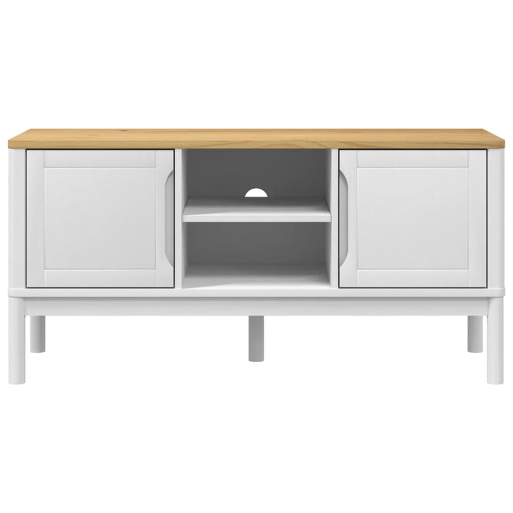 tv-bord FLORO 114x43x55 cm massivt fyrretræ hvid