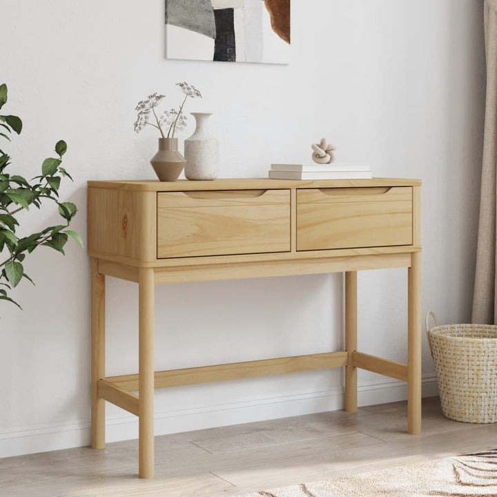 konsolbord FLORO 89,5x36,5x73 cm massivt fyrretræ gyldenbrun
