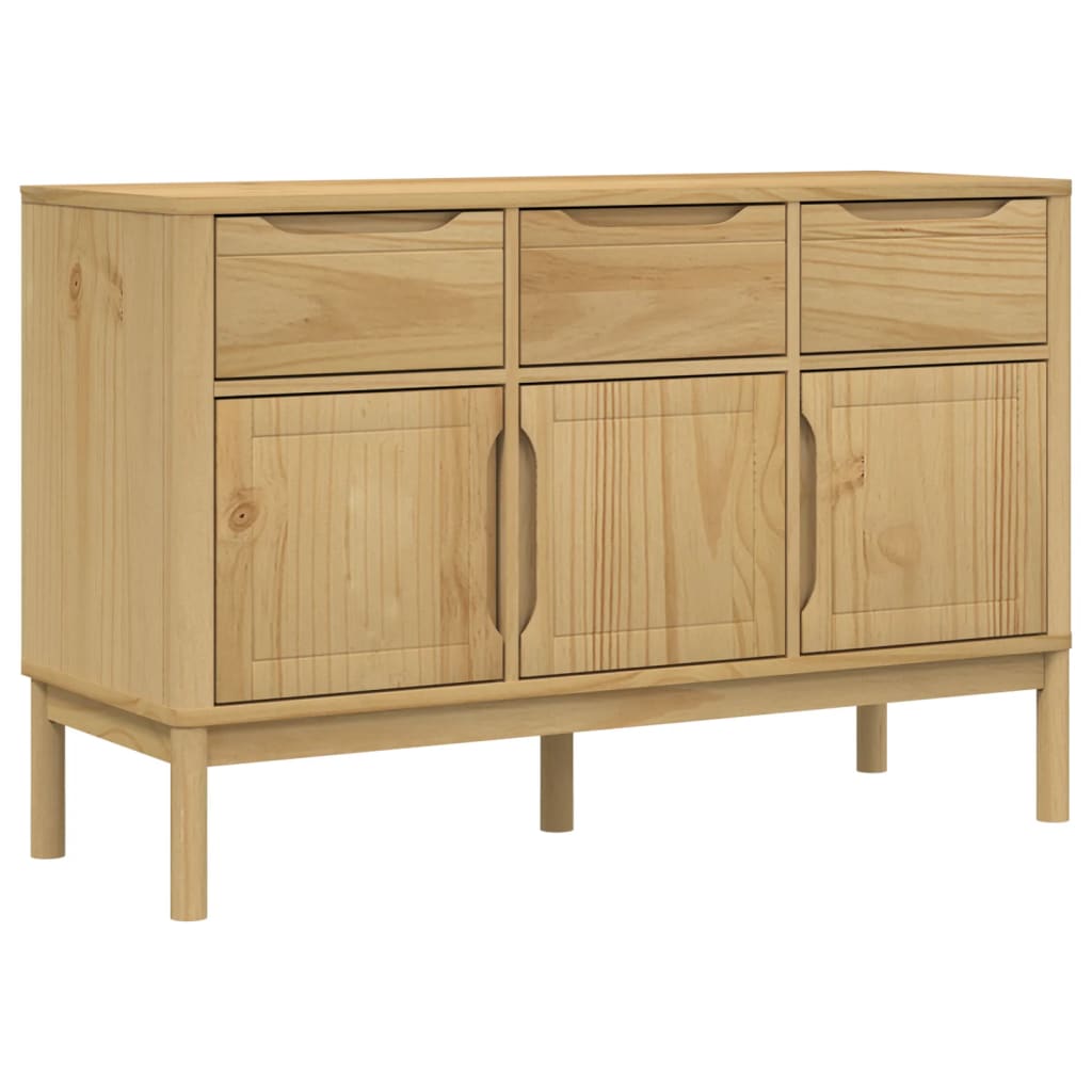 skænk FLORO 114x43x74 cm massivt fyrretræ gyldenbrun