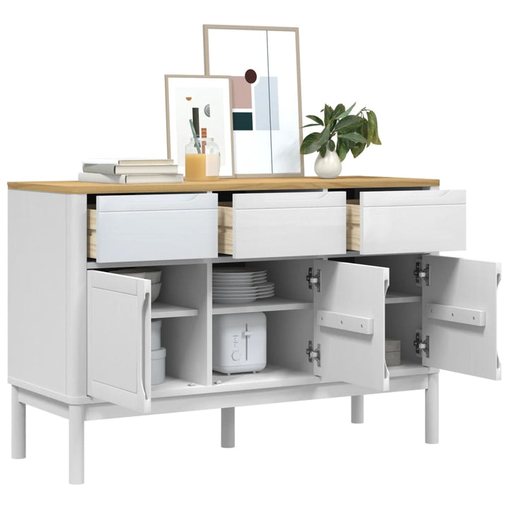 skænk FLORO 114x43x74 cm massivt fyrretræ hvid