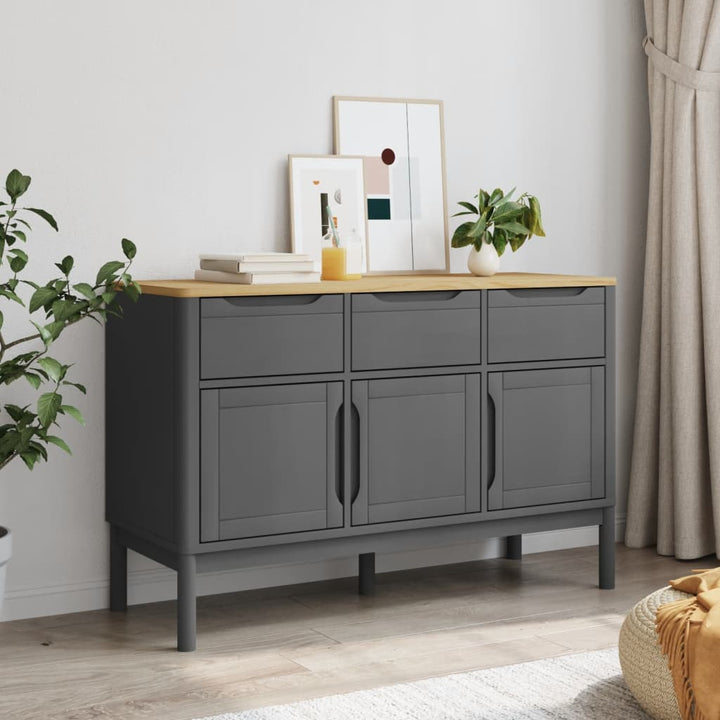 skænk FLORO 114x43x74 cm massivt fyrretræ grå