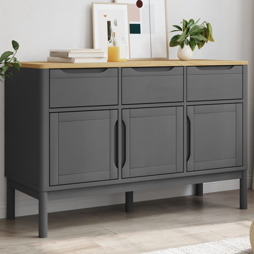 skænk FLORO 114x43x74 cm massivt fyrretræ grå