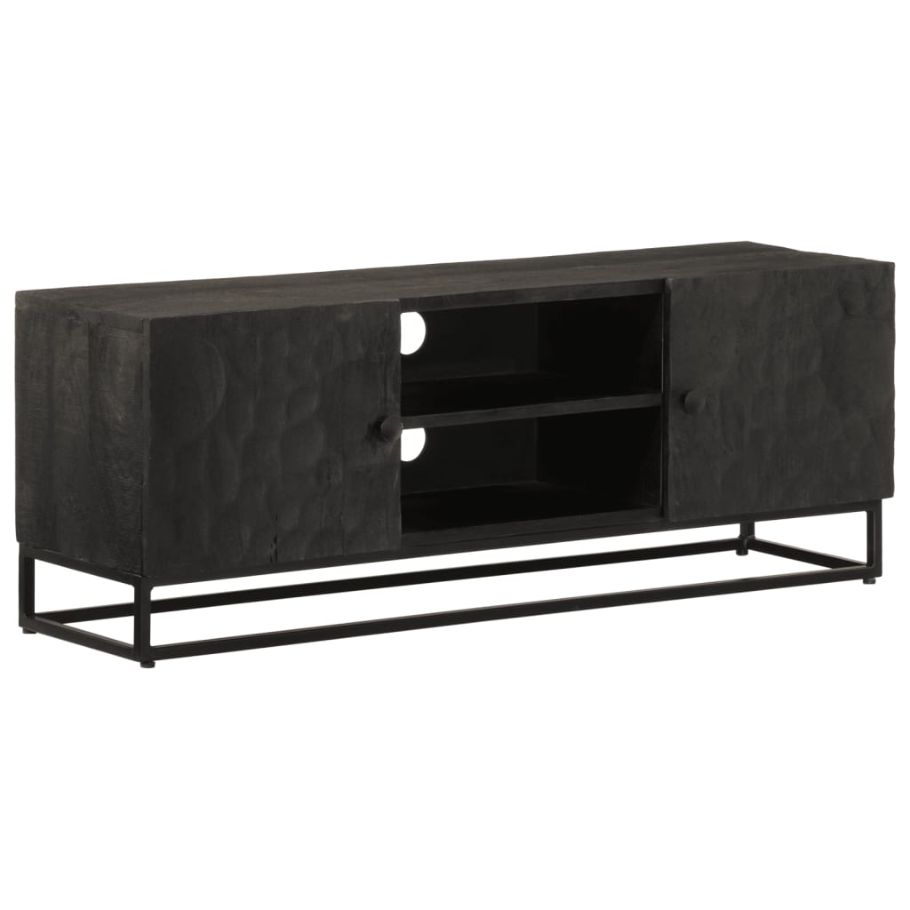 tv-bord 110x30x40 cm massivt mangotræ og jern sort