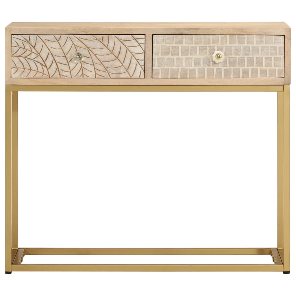 konsolbord 90x30x76 cm massivt mangotræ og jern