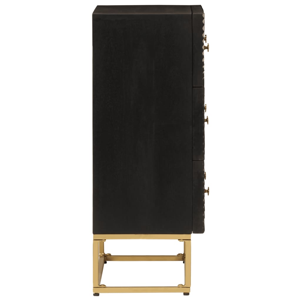 kommode 55x30x76 cm massivt mangotræ og jern sort