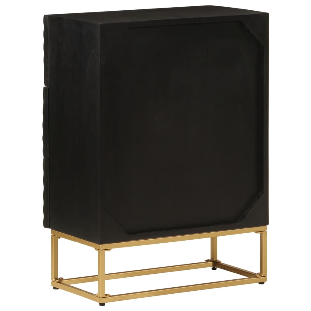 kommode 55x30x76 cm massivt mangotræ og jern sort