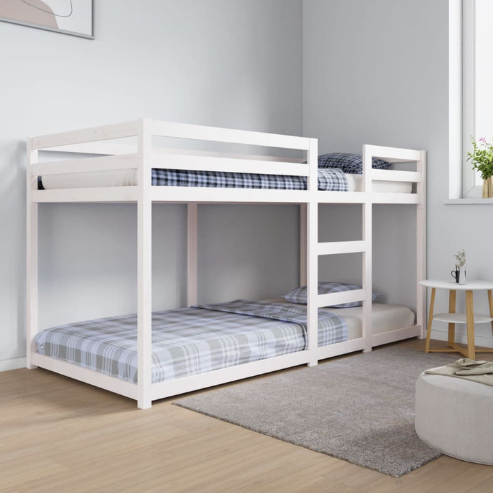 køjeseng 90x200 cm massivt fyrretræ hvid