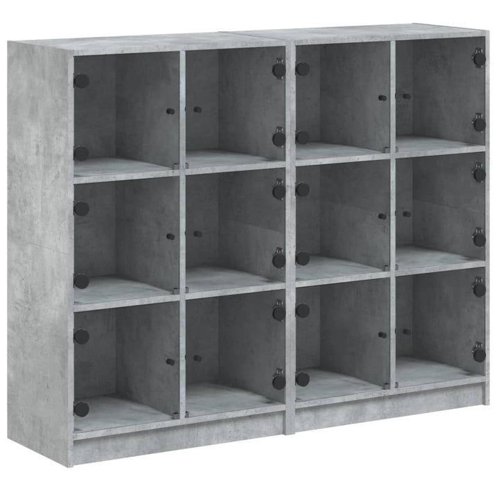 bogreol med låger 136x37x109 cm konstrueret træ betongrå