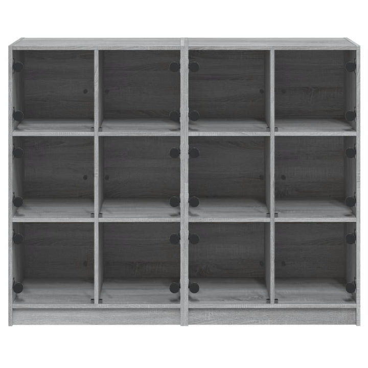 bogreol med låger 136x37x109 cm konstrueret træ grå sonoma