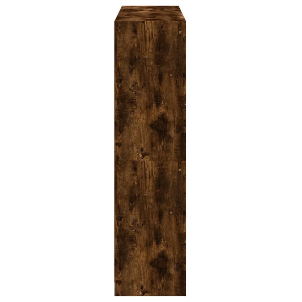 bogreol med låger 136x37x142 cm konstrueret træ røget egetræ