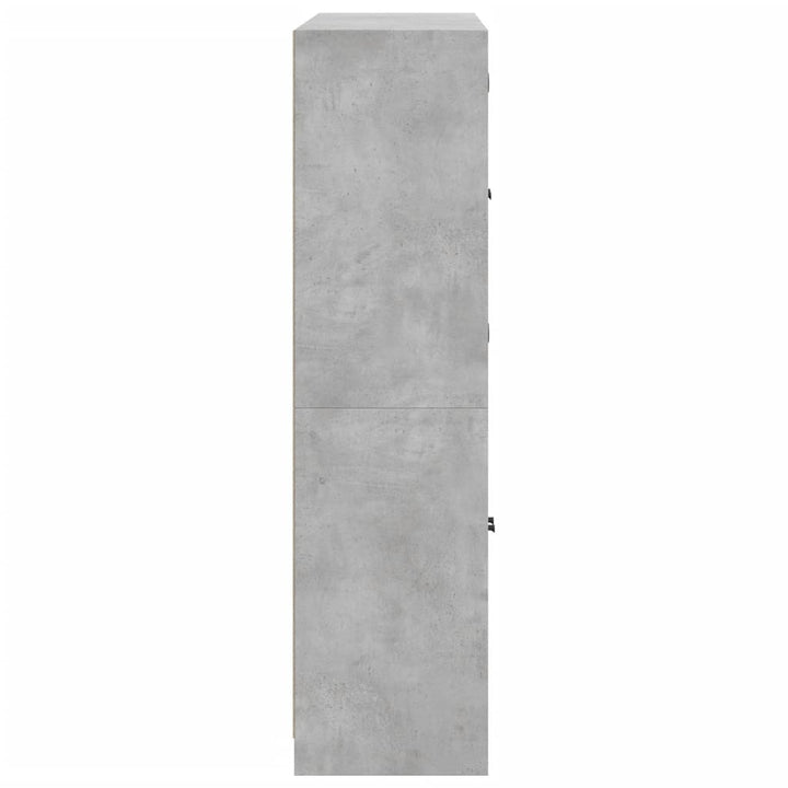 bogreol med låger 136x37x142 cm konstrueret træ betongrå
