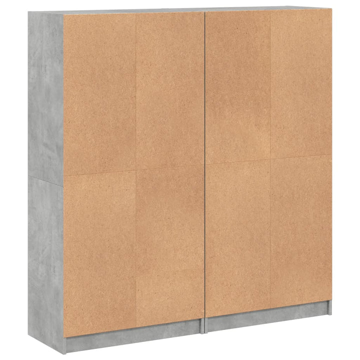 bogreol med låger 136x37x142 cm konstrueret træ betongrå