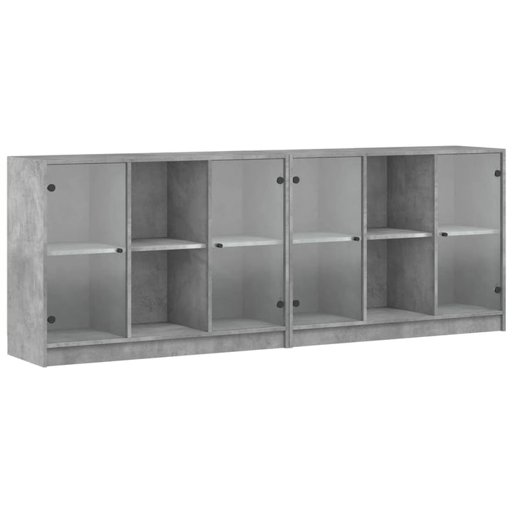 bogreol med låger 204x37x75 cm konstrueret træ betongrå