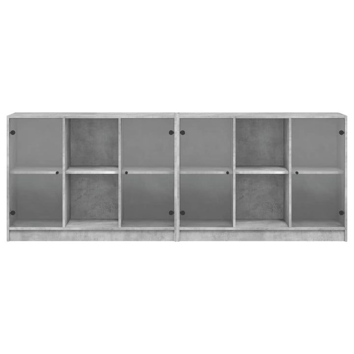 bogreol med låger 204x37x75 cm konstrueret træ betongrå