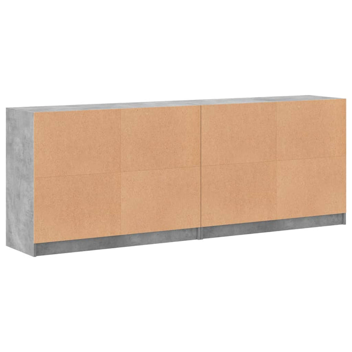 bogreol med låger 204x37x75 cm konstrueret træ betongrå