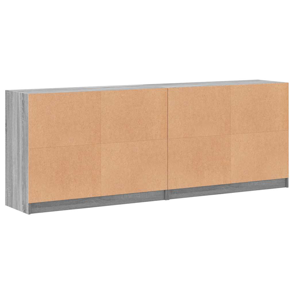 bogreol med låger 204x37x75 cm konstrueret træ grå sonoma