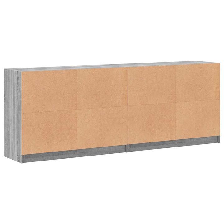 bogreol med låger 204x37x75 cm konstrueret træ grå sonoma