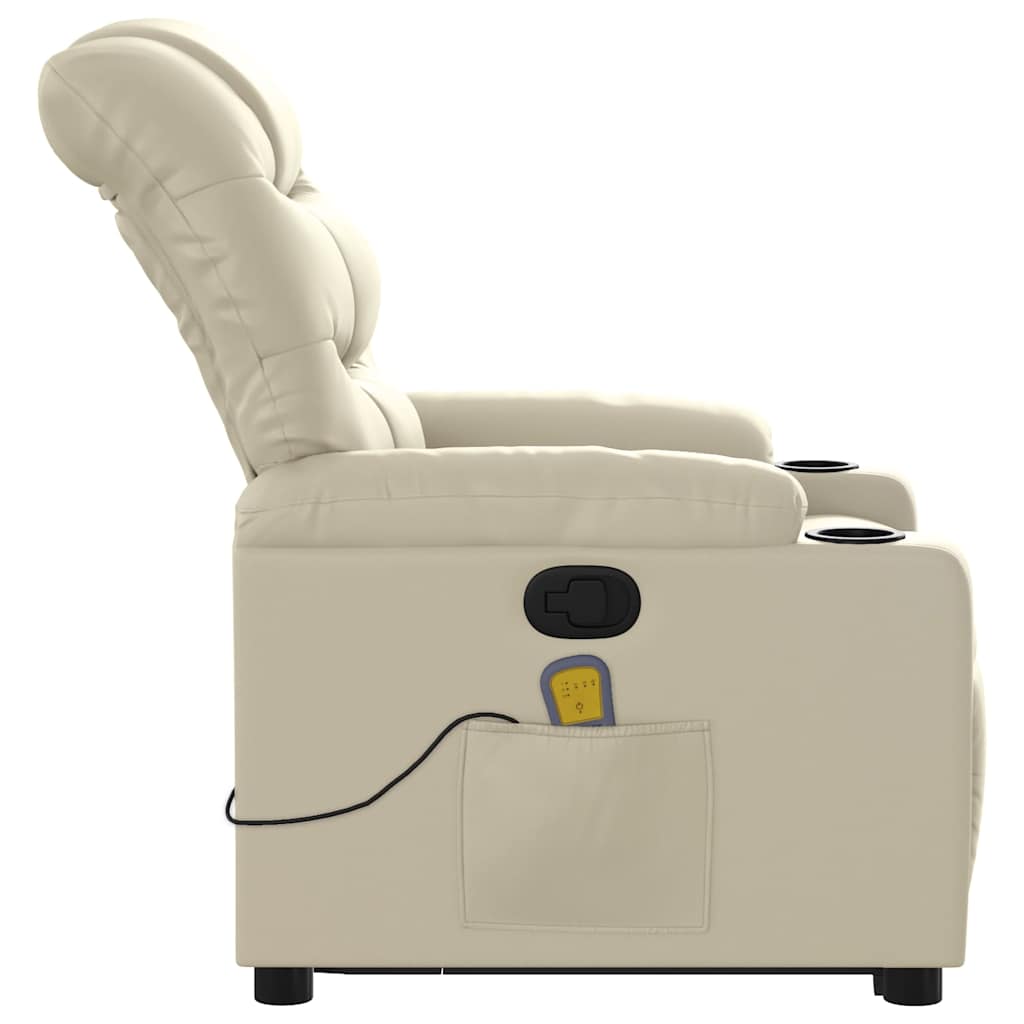 løftestol med massagefunktion kunstlæder cremefarvet