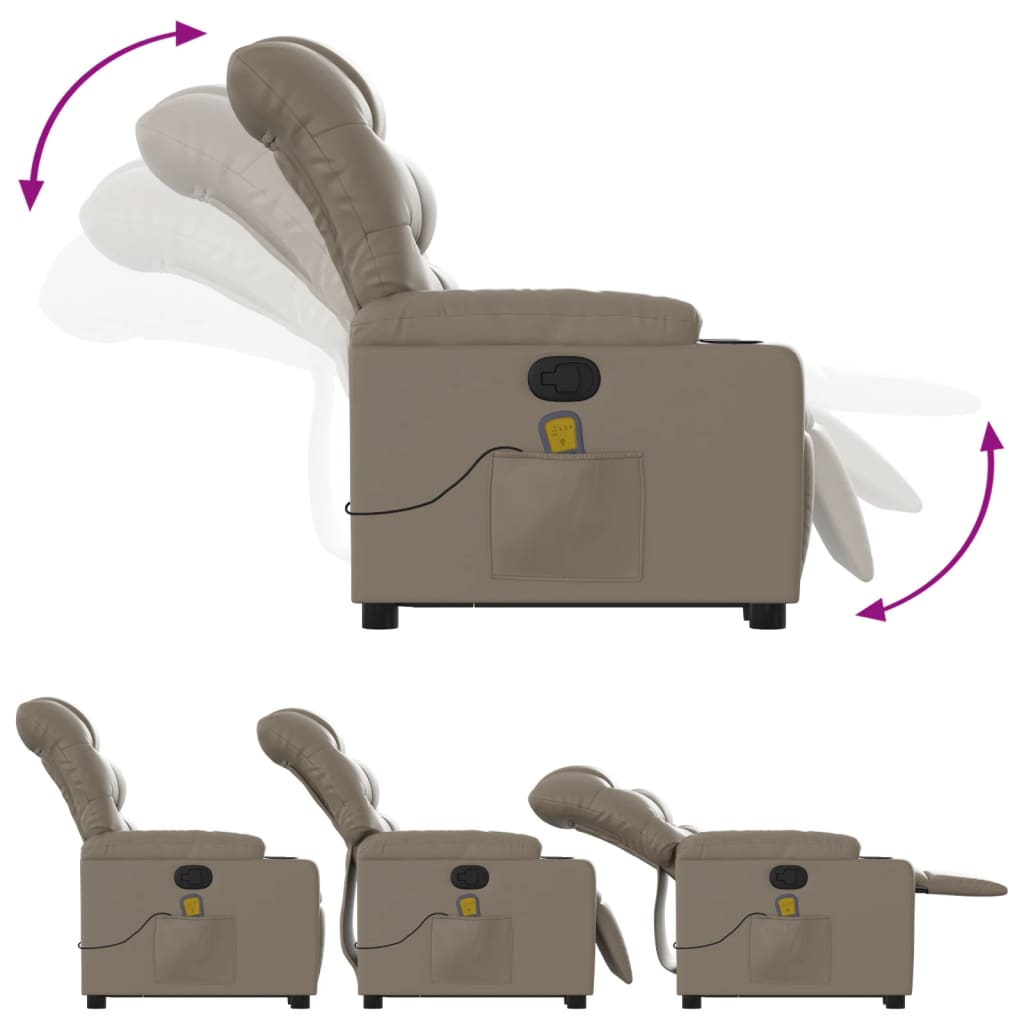 løftestol med massagefunktion kunstlæder cappuccino