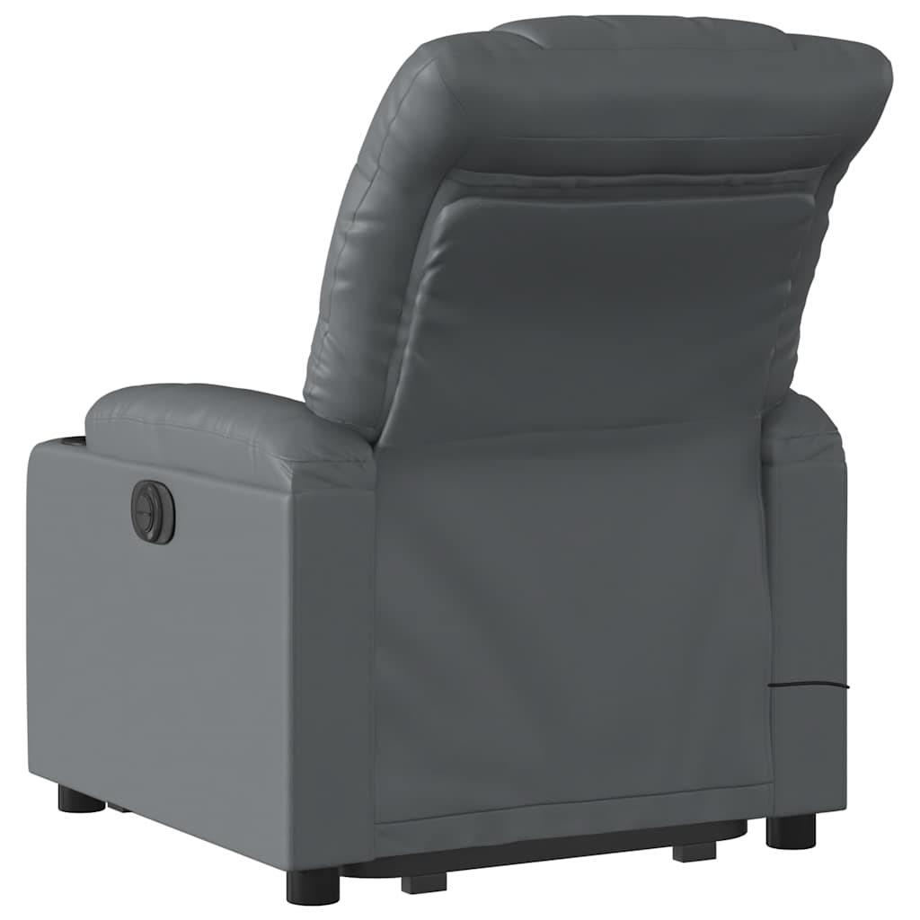massagestol med løftefunktion kunstlæder grå