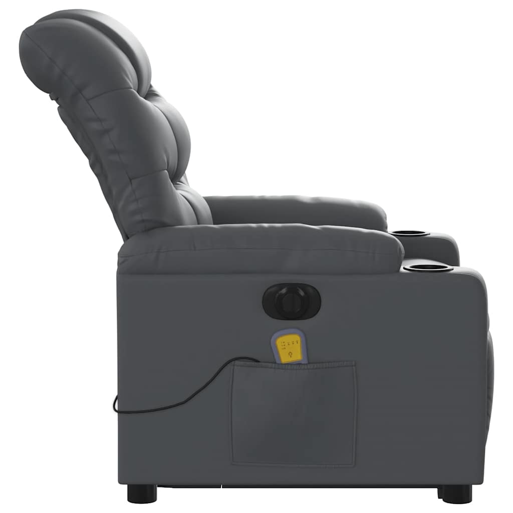 massagestol med løftefunktion kunstlæder grå