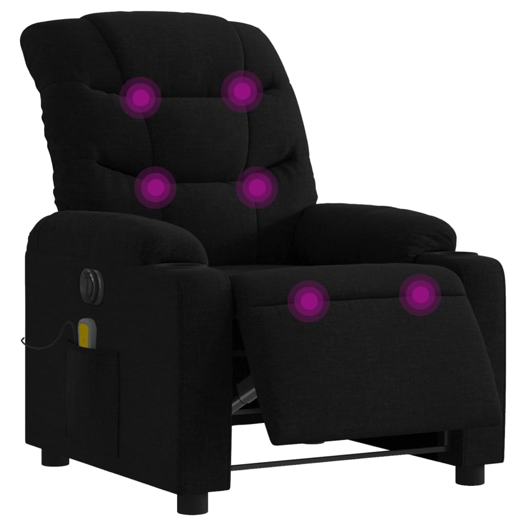 eldrevet massagestol stof sort