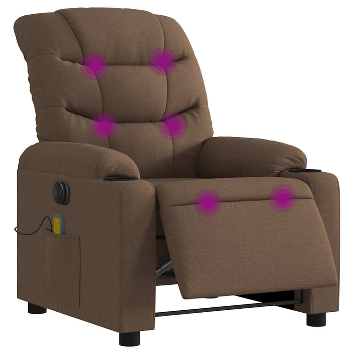 eldrevet massagestol stof brun