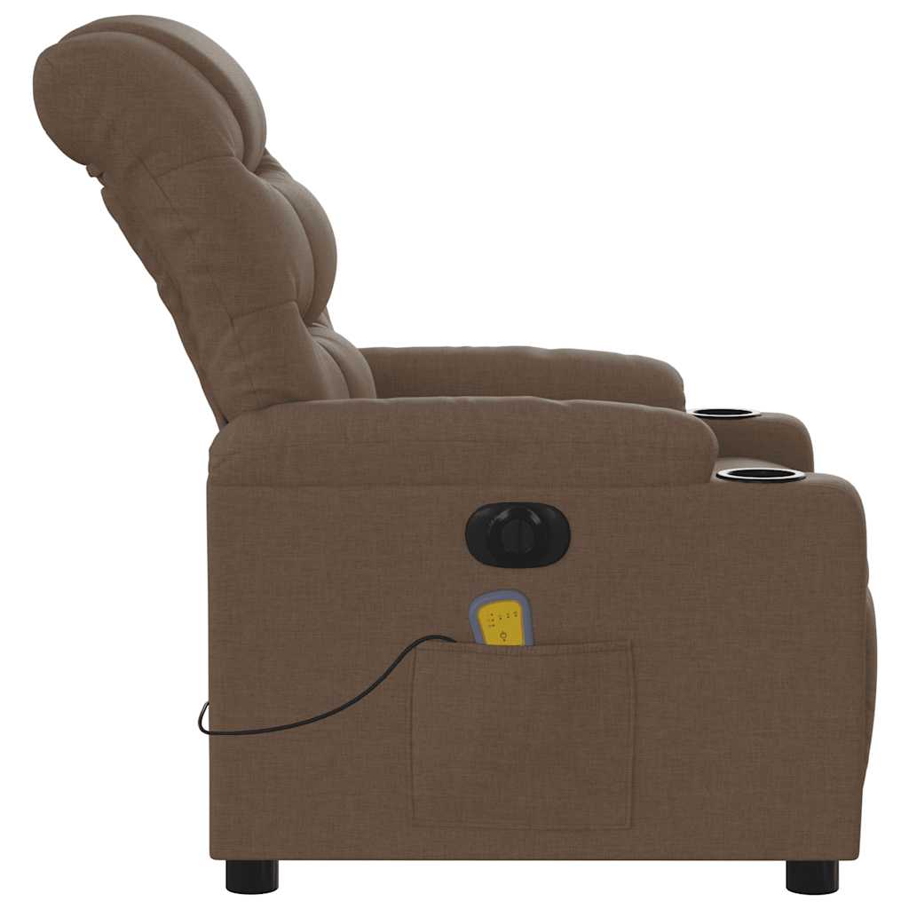 eldrevet massagestol stof brun