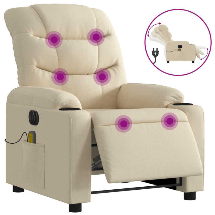 eldrevet massagestol stof cremefarvet