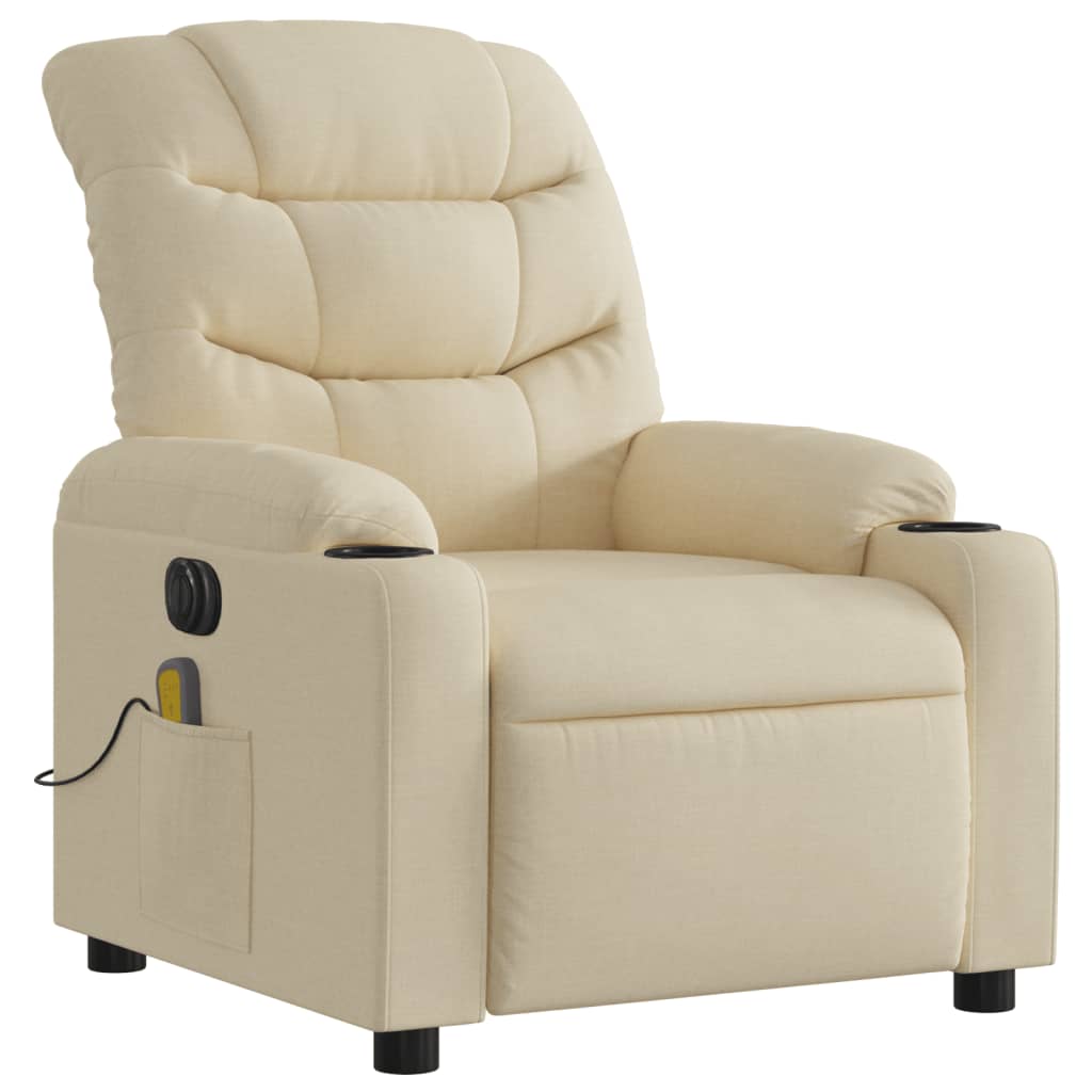 eldrevet massagestol stof cremefarvet