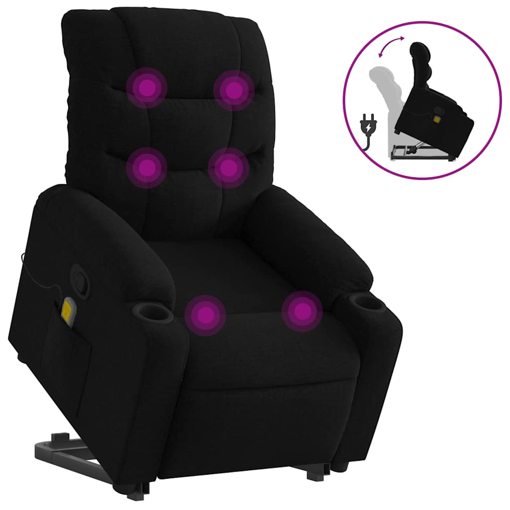 løftestol med massage stof sort