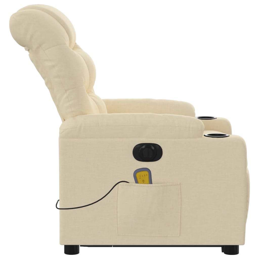 elektrisk massagestol med løftefunktion cremefarvet
