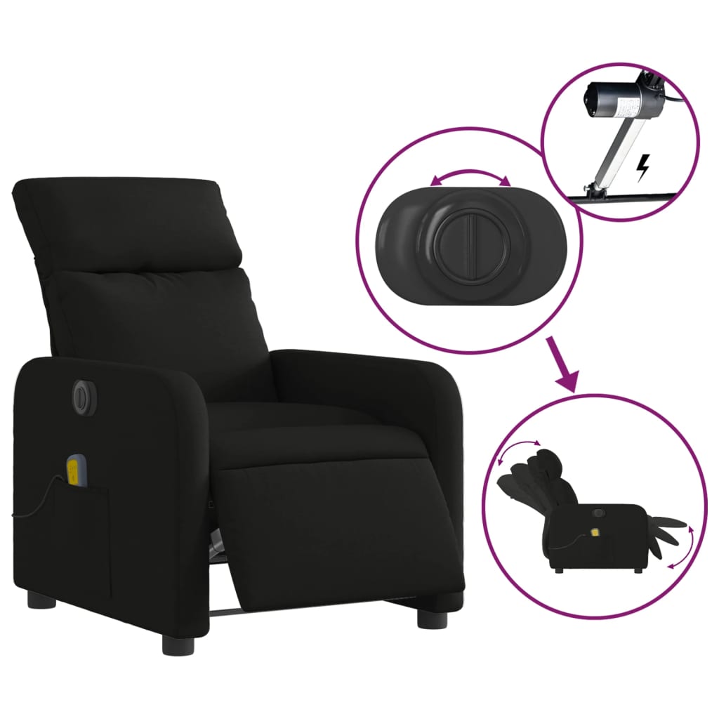 eldrevet massagestol stof sort
