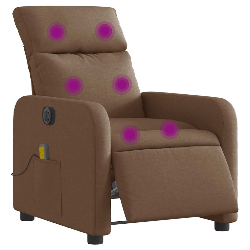 eldrevet massagestol stof brun