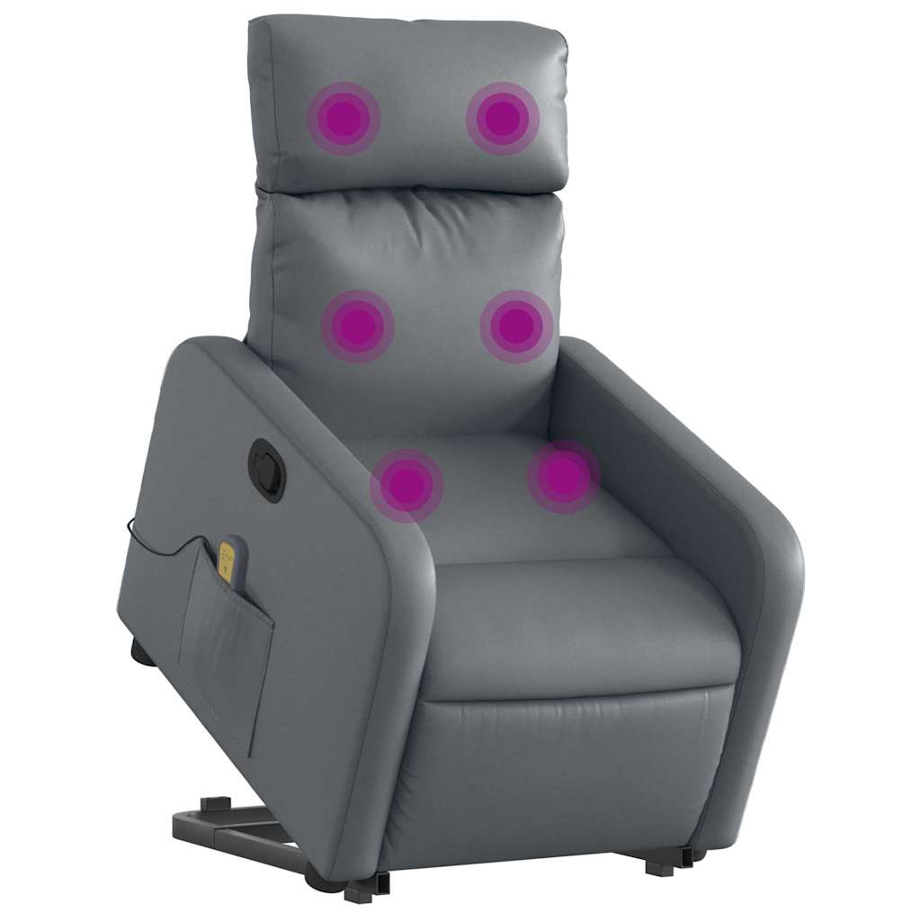 løftestol med massagefunktion kunstlæder grå