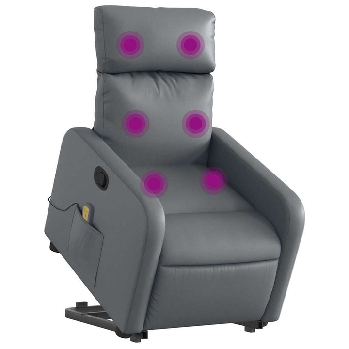 løftestol med massagefunktion kunstlæder grå