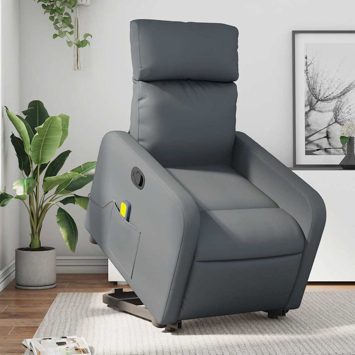 løftestol med massagefunktion kunstlæder grå